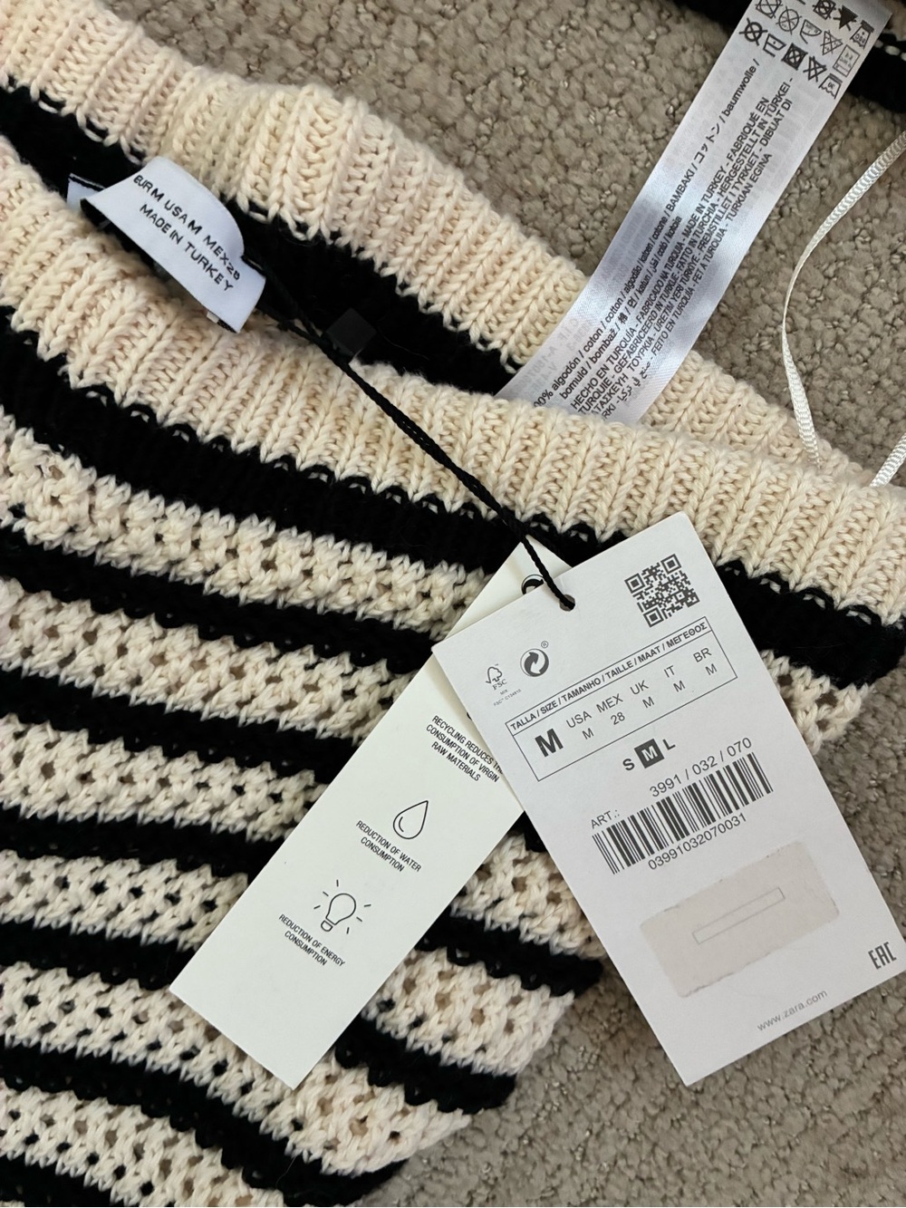 Zara Black & Cream Striped Crochet Set - Picture 4 of 4